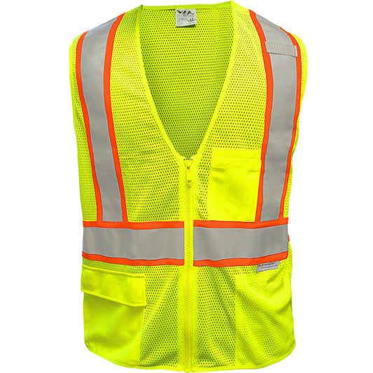 Reflective Apparel™: ANSI Type R Class 2 Two-Tone Seven Pocket Mesh Breakaway Vest with X-Back