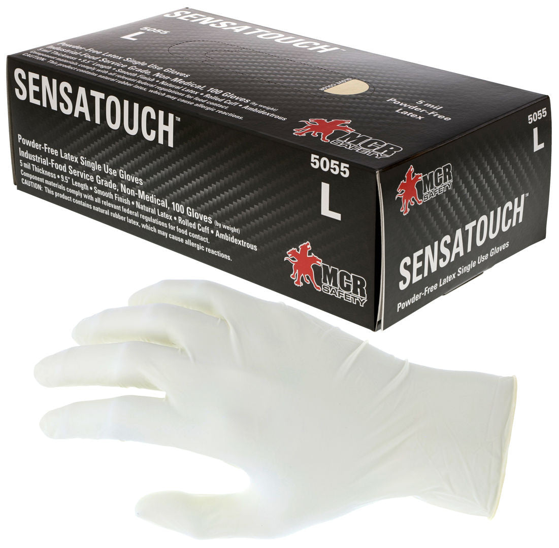 Disposable Latex Gloves, 5 Mil, Powder-Free, Food Service Grade, Textured