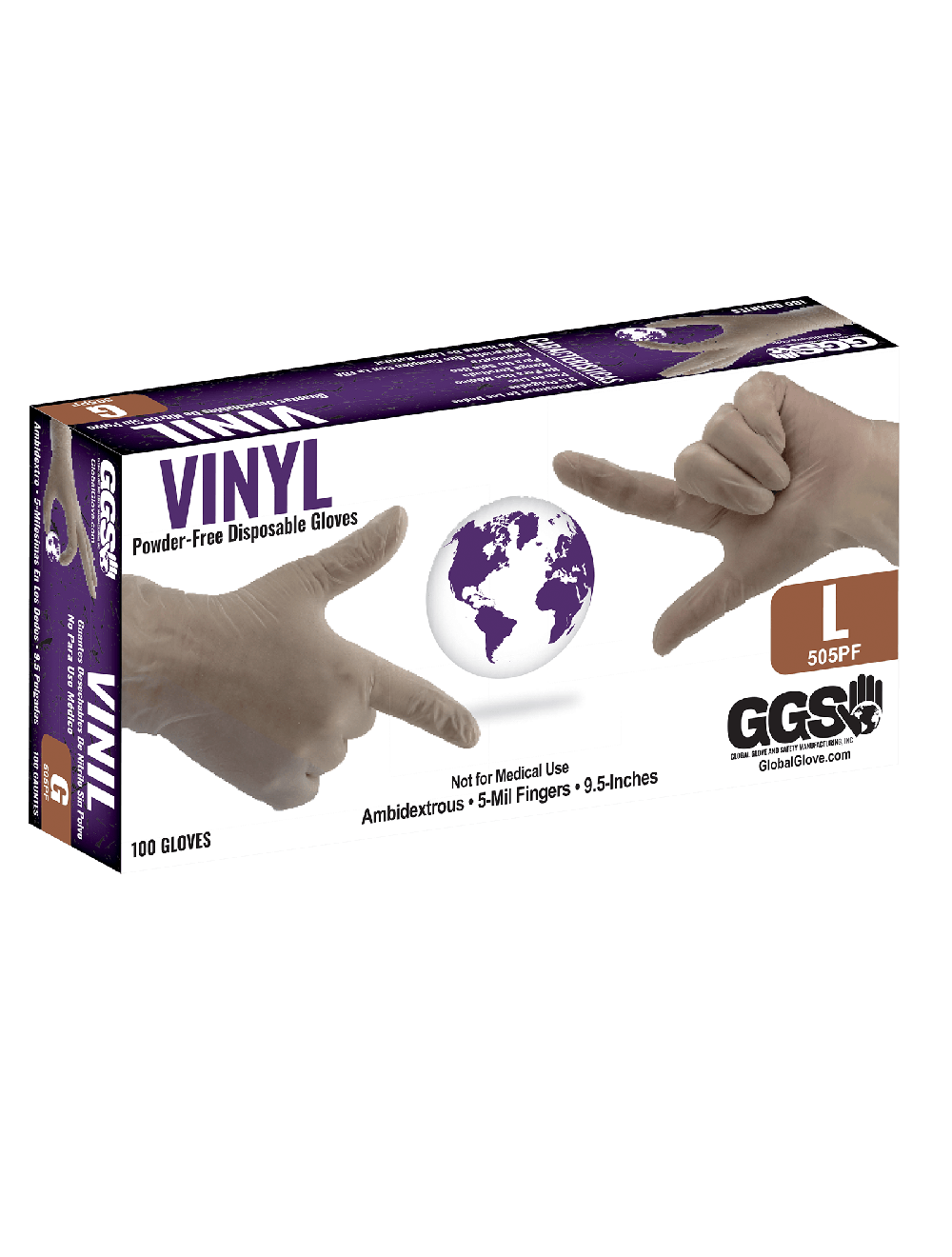 Global Glove - 505PF - Disposable Gloves - rubber coating - tan