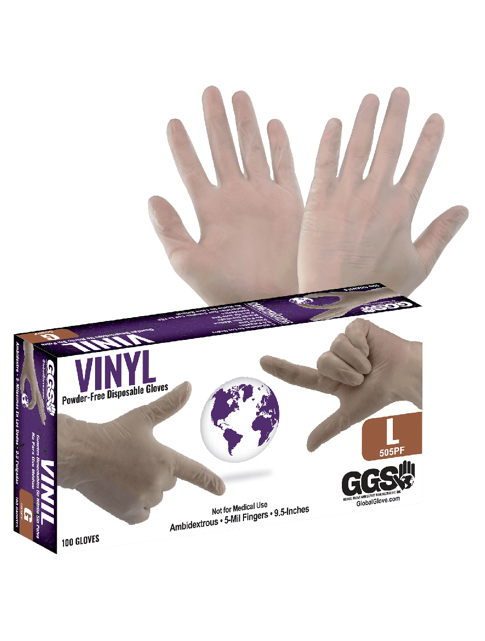 Vinyl, 505PF Disposable Gloves - latex - clear