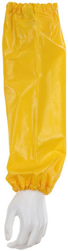MCR Safety S560E4 - .25mm TPU / Nylon Protective Sleeves - Yellow Sleeves with Elastic on Both Ends - 18 Inches in Length - Reinforced Inner Hook for Hanging - TPU is Resistant to Oils, Fats and Greases