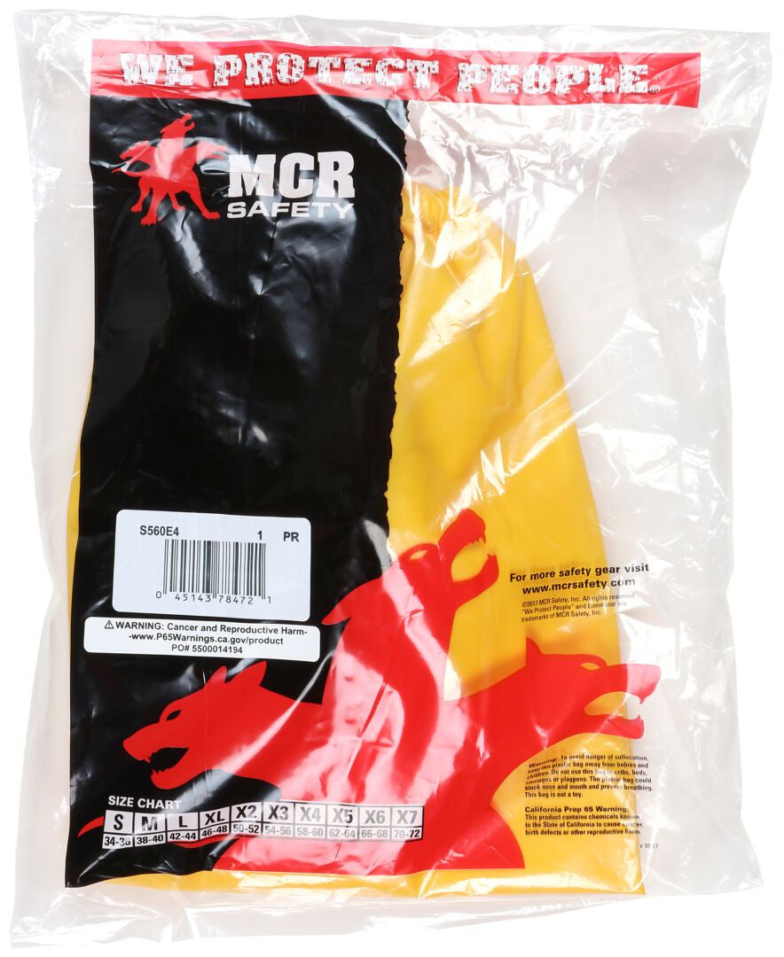 MCR Safety S560E4 - .25mm TPU / Nylon Protective Sleeves - Yellow Sleeves with Elastic on Both Ends - 18 Inches in Length - Reinforced Inner Hook for Hanging - TPU is Resistant to Oils, Fats and Greases — manufacturer image 3