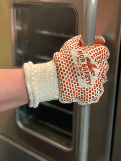 9460K - Red Brick® Terrycloth Work Gloves - Heavyweight 2-Ply Construction - Loop-in Terrycloth - Nitrile Blocks on Both Sides - Heat-Resistant Gloves - Nitrile Blocks Provide Excellent Gripping Power