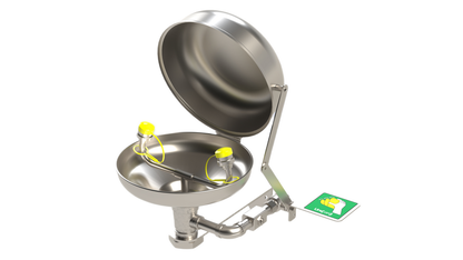 ZING Eyewash, Wall Mount W/ Stainless Steel Push Plate, Pipes And Bowl - Cove - official Zing product image 2