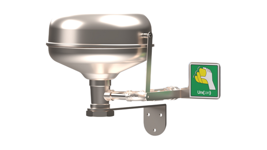 ZING Eyewash, Wall Mount W/ Stainless Steel Push Plate, Pipes And Bowl - Cove - official Zing product image 1