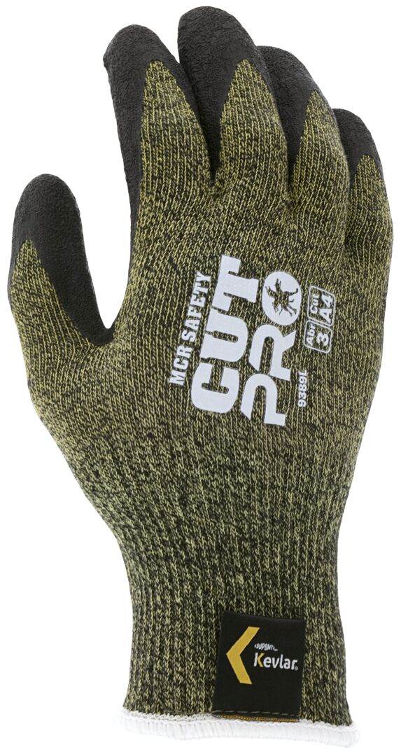 9389 - MCR Safety CutPro® - 13 Gauge DuPont™ Kevlar® Aramid / Steel Shell - Cut Resistant Work Gloves - Latex Coated Palm and Fingertips - Textured Latex Palm adds Excellent Gripping Power