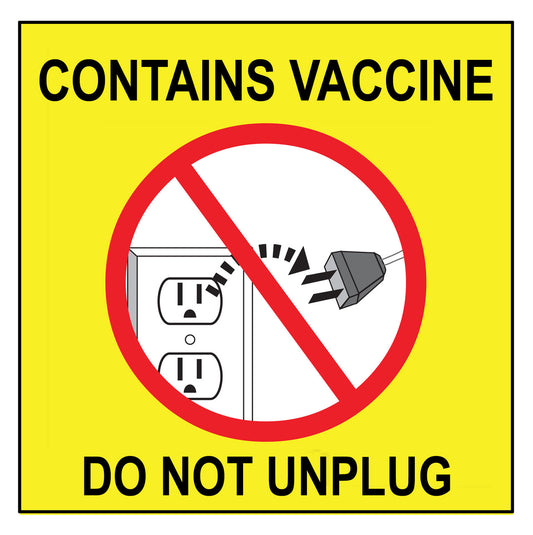 ZING Sign, Contains Vaccine Do Not Unplug, Magnet, 4X4" 2/Pk - official Zing product image 1