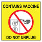 ZING Sign, Contains Vaccine Do Not Unplug, Magnet, 4X4" 2/Pk