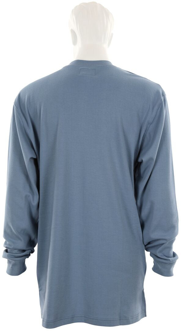MCR Safety LST1MB - MCR Safety FR Gear - Medium Blue Flame Resistant FR Work Shirts - Lightweight Long Sleeve T-Shirt - Comfortable 100% FR Cotton Fabric - Provides CAT2 Protection — manufacturer image 3