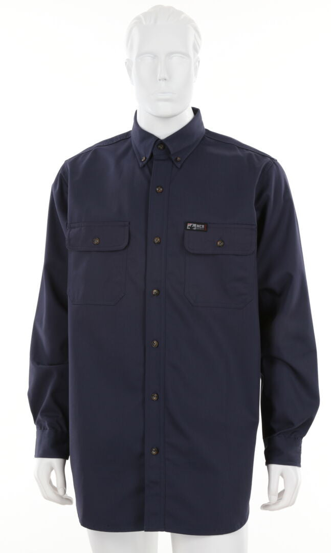 MCR Safety S1N - MCR Safety FR Gear - Flame Resistant (FR) Work Shirt - 100% Cotton - Navy Flame Resistant Shirt - NFPA 70E and NFPA 2112 Compliant — manufacturer image 2
