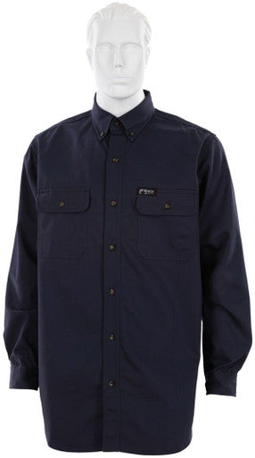 MCR Safety S1N - MCR Safety FR Gear - Flame Resistant (FR) Work Shirt - 100% Cotton - Navy Flame Resistant Shirt - NFPA 70E and NFPA 2112 Compliant