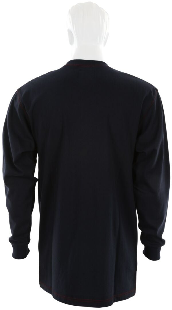 MCR Safety LST1N - MCR Safety FR Gear - Navy Blue Flame Resistant FR Work Shirts - Lightweight Long Sleeve T-Shirt - Comfortable 100% FR Cotton Fabric - Provides CAT2 Protection — manufacturer image 3