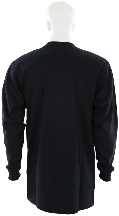 MCR Safety LST1N - MCR Safety FR Gear - Navy Blue Flame Resistant FR Work Shirts - Lightweight Long Sleeve T-Shirt - Comfortable 100% FR Cotton Fabric - Provides CAT2 Protection — manufacturer image 3