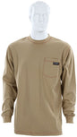 MCR Safety LST1T - MCR Safety FR Gear - Tan Flame Resistant FR Work Shirts - Lightweight Long Sleeve T-Shirt - Comfortable 100% FR Cotton Fabric - Provides CAT2 Protection