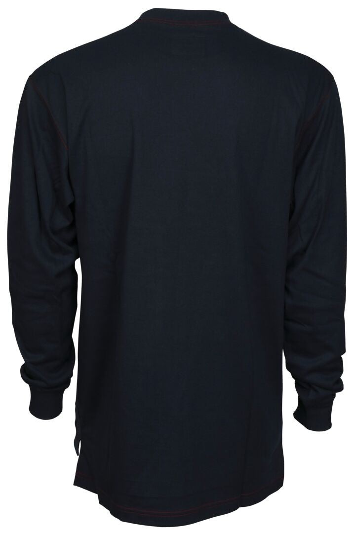 MCR Safety LST1N - MCR Safety FR Gear - Navy Blue Flame Resistant FR Work Shirts - Lightweight Long Sleeve T-Shirt - Comfortable 100% FR Cotton Fabric - Provides CAT2 Protection — manufacturer image 5