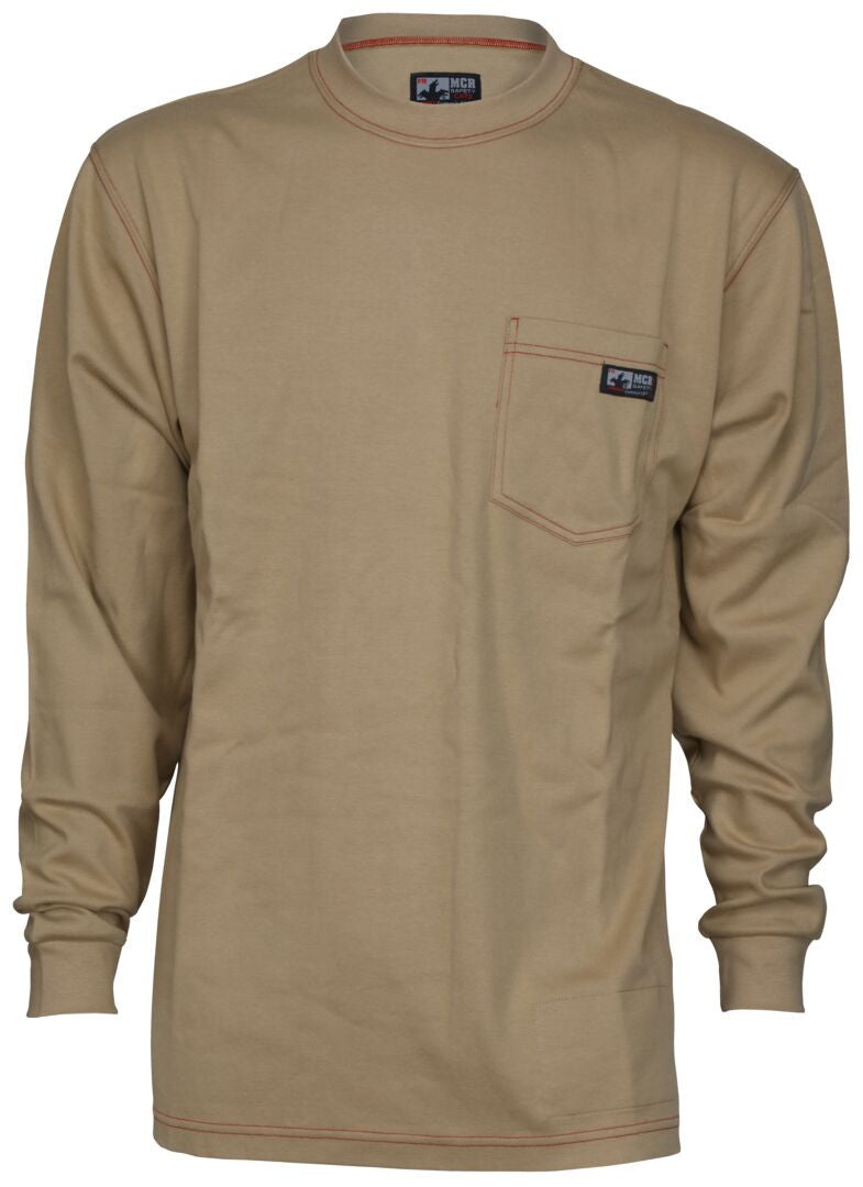 MCR Safety LST1T - MCR Safety FR Gear - Tan Flame Resistant FR Work Shirts - Lightweight Long Sleeve T-Shirt - Comfortable 100% FR Cotton Fabric - Provides CAT2 Protection — manufacturer image 4