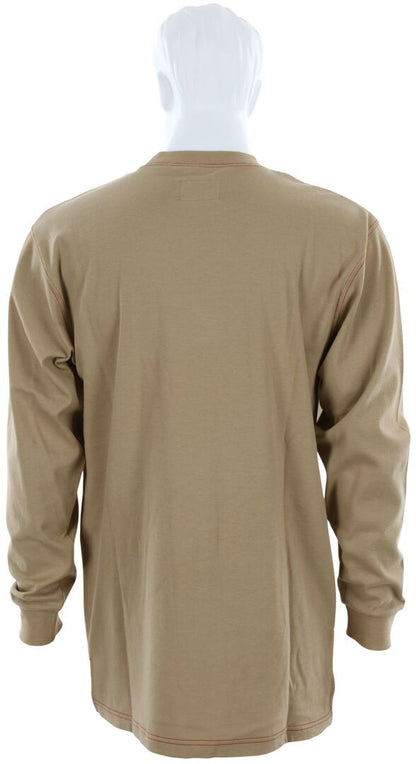 MCR Safety LST1T - MCR Safety FR Gear - Tan Flame Resistant FR Work Shirts - Lightweight Long Sleeve T-Shirt - Comfortable 100% FR Cotton Fabric - Provides CAT2 Protection — manufacturer image 3
