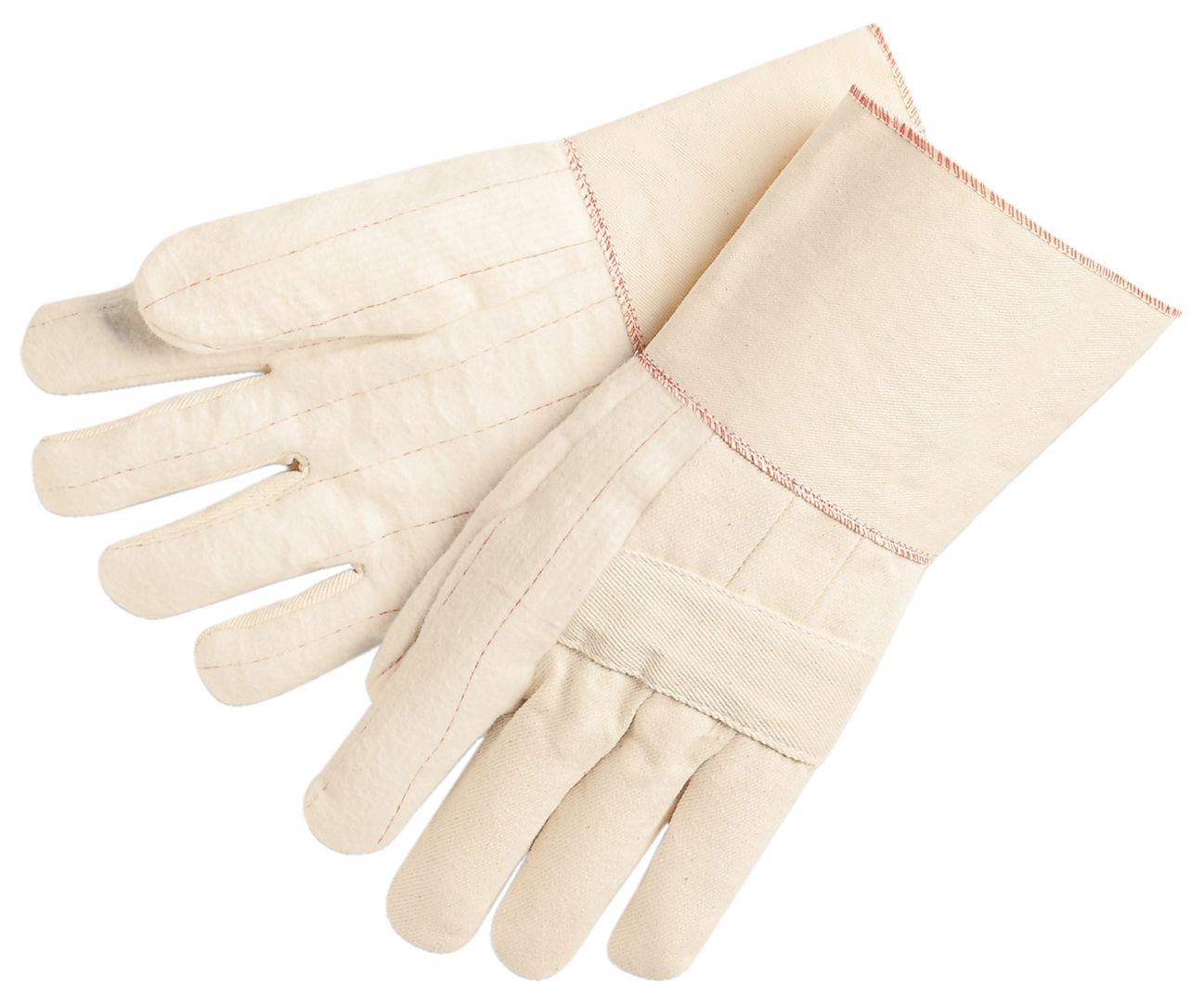 9132G - Hot Mill Work Gloves - 32 Ounce Heavyweight Fabric - 5 Inch Plasticized Gauntlet Cuff - Burlap Lined Knuckle Strap - Heat Resistant Cotton Work Gloves