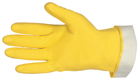 Flock-Lined Latex Rubber Gloves, 18 Mil, Honeycomb Grip Palm