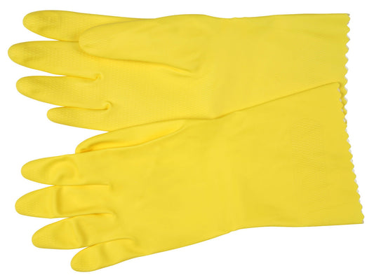 Latex Chemical-Resistant Gloves, Flock-Lined, Honeycomb Grip, 18 Mil