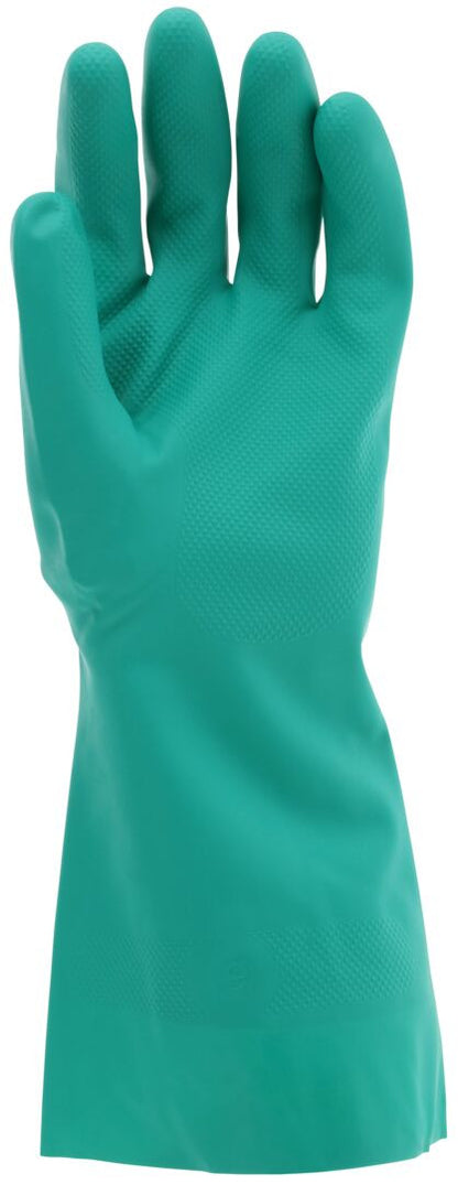 Nitrile Chemical-Resistant Gloves, Flock Lined, 15 Mil, Straight Cuff
