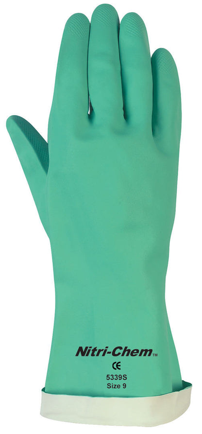 Nitri-Chem Nitrile Chemical-Resistant Gloves, Flock Lined, 18 Mil