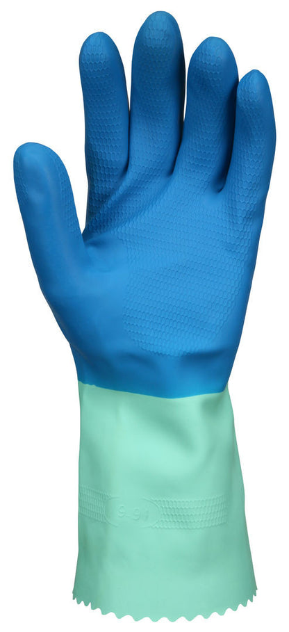 Flock-Lined Nitrile/Latex Blend Dipped Glove, 28 Mil, 12-Inch Straight Cuff