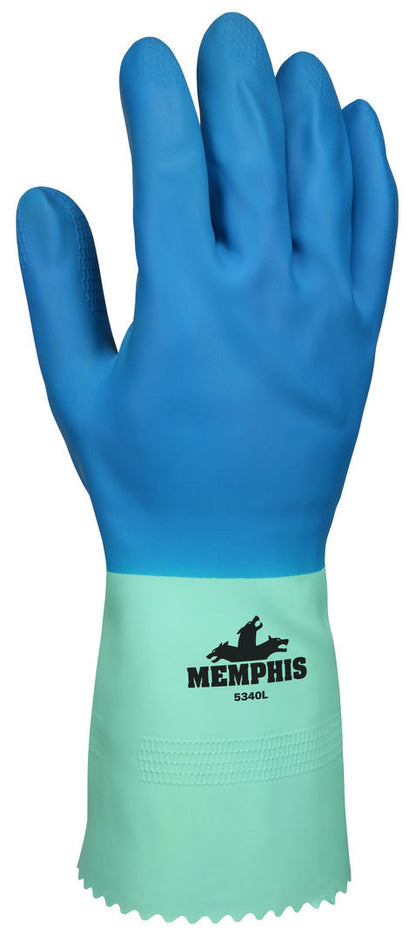 Flock-Lined Nitrile/Latex Blend Dipped Glove, 28 Mil, 12-Inch Straight Cuff