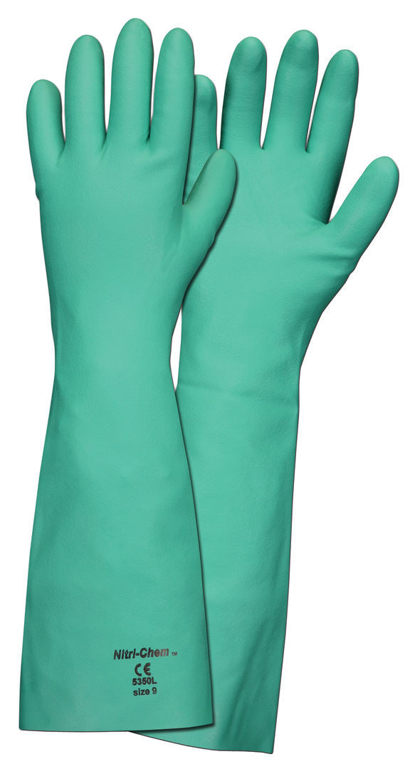 Nitri-Chem Unlined Nitrile Gloves, 22 Mil, 18-Inch Extra-Long, Chemical Resistant