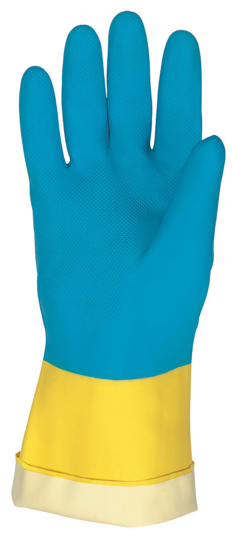 Chem-Tech Neoprene Over Latex Gloves, Flock Lined, Straight Cuff
