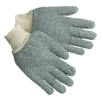 9420KM - Gray Terrycloth Work Gloves - 22 Ounce Regular Weight - Loop-Out Fabric - Seamless and Reversible - Comfortable Knit Wrist - Gray Color Helps Hide Dirt and Grime