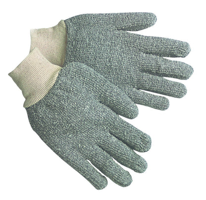9420KM - Gray Terrycloth Work Gloves - 22 Ounce Regular Weight - Loop-Out Fabric - Seamless and Reversible - Comfortable Knit Wrist - Gray Color Helps Hide Dirt and Grime