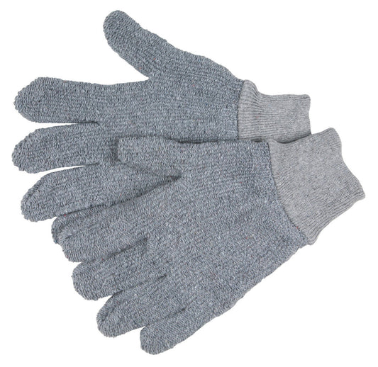 9422KM - Gray Terrycloth Work Gloves - 22-Ounce Regular Weight Loop-Out Fabric - Seamless and Reversible - Comfortable Knit Wrist - Size Small - Gray Color Helps Hide Dirt and Grime