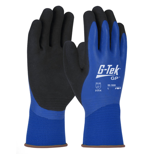 G-Tek® Seamless Knit Polyester Glove with Double Dipped Latex MicroSurface Grip - Waterproof