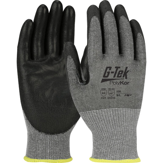 G-Tek® PolyKor®: Seamless Knit PolyKor® Blended Glove with Polyurethane Coated Smooth Grip on Palm & Fingers - 18 Gauge - Touchscreen