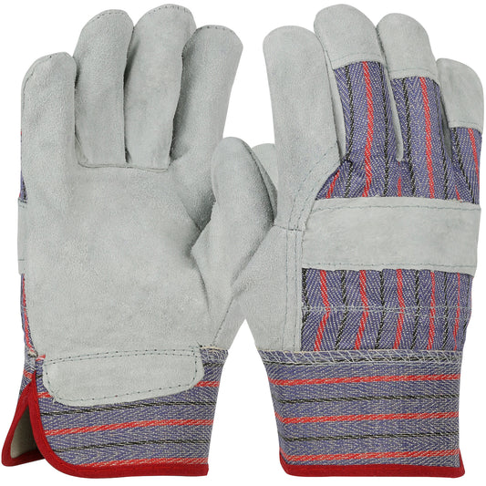 PIP 558L – Economy Grade Split Cowhide Leather Palm Glove with Fabric Back - Rubberized Safety Cuff - Ladies