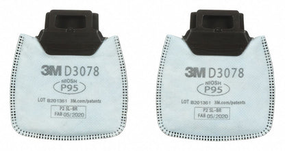 3M™ Secure Click™ Particulate Filter P95 with Nuisance Level Organic Vapor/Acid Gas Relief D3078, 2 EA / PK