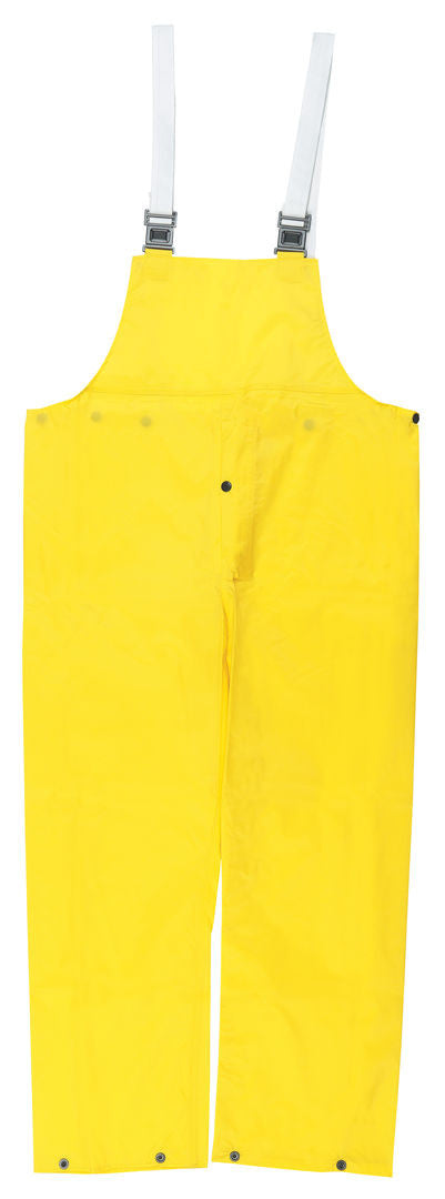 MCR Safety 550BP - Navigator Series Rain Gear - .22mm Polyurethane / Nylon Rainwear - Waterproof Yellow Rain Pants - Bib Overall Style with Fly Front — manufacturer image 2