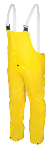 MCR Safety 550BP - Navigator Series Rain Gear - .22mm Polyurethane / Nylon Rainwear - Waterproof Yellow Rain Pants - Bib Overall Style with Fly Front