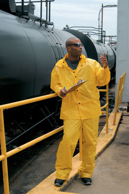 MCR Safety 550BP - Navigator Series Rain Gear - .22mm Polyurethane / Nylon Rainwear - Waterproof Yellow Rain Pants - Bib Overall Style with Fly Front — manufacturer image 3