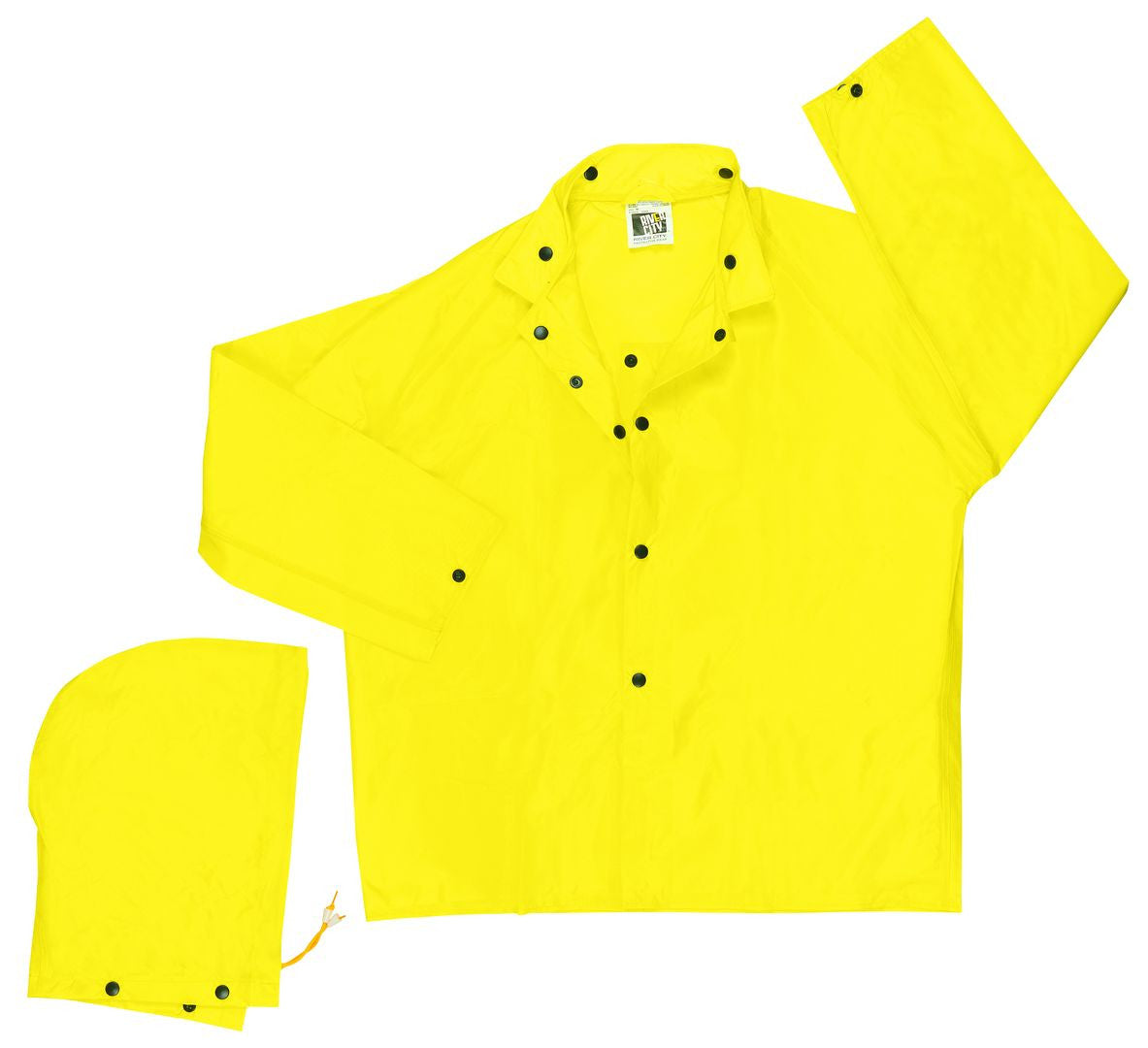 MCR Safety 550J - Navigator Series Rain Gear - .22mm Polyurethane / Nylon Rainwear - Waterproof Yellow Rain Jacket - Detachable Hood — manufacturer image 2