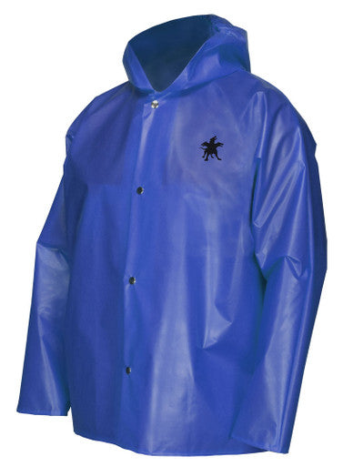 MCR Safety 563JH - Navigator Series Rain Gear - .25mm TPU / Nylon Rainwear - Waterproof Blue Rain Jacket with Attached Hood