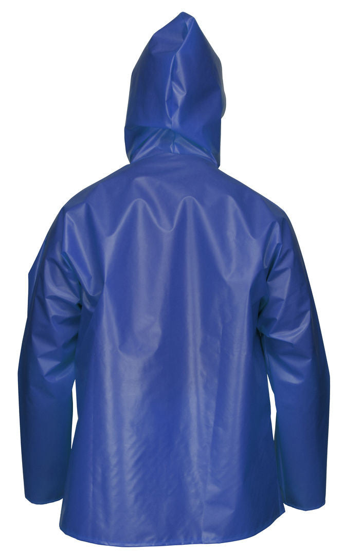 MCR Safety 563JH - Navigator Series Rain Gear - .25mm TPU / Nylon Rainwear - Waterproof Blue Rain Jacket with Attached Hood — manufacturer image 2