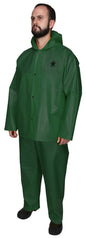 568JH - Navigator Series Rain Gear - .25mm TPU / Nylon Rainwear - Waterproof Green Rain Jacket with Attached Hood