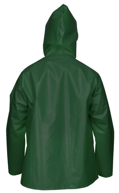 568JH - Navigator Series Rain Gear - .25mm TPU / Nylon Rainwear - Waterproof Green Rain Jacket with Attached Hood