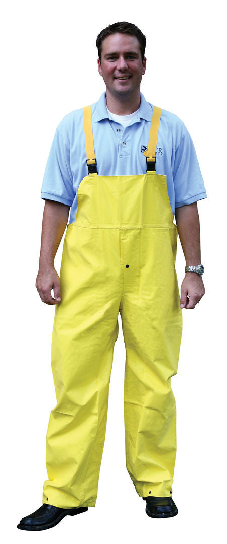 MCR Safety 800BP - Concord Series Rain Gear - .35mm Neoprene / Nylon Rainwear - Waterproof - Yellow Rain Pants - Bib Style Pant with Fly Front — manufacturer image 3