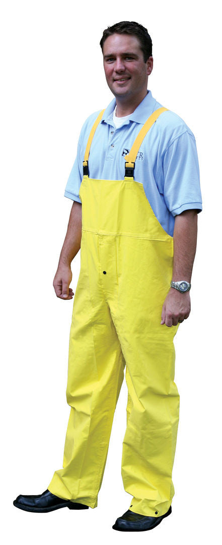 MCR Safety 800BP - Concord Series Rain Gear - .35mm Neoprene / Nylon Rainwear - Waterproof - Yellow Rain Pants - Bib Style Pant with Fly Front — manufacturer image 4