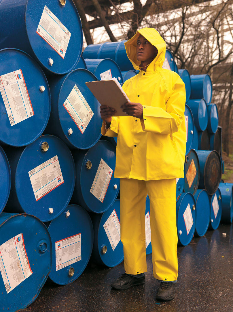 MCR Safety 800JH - Concord Series Rain Gear - .35mm Neoprene / Nylon Rainwear - Waterproof - Yellow Rain Jacket with Attached Hood — manufacturer image 3