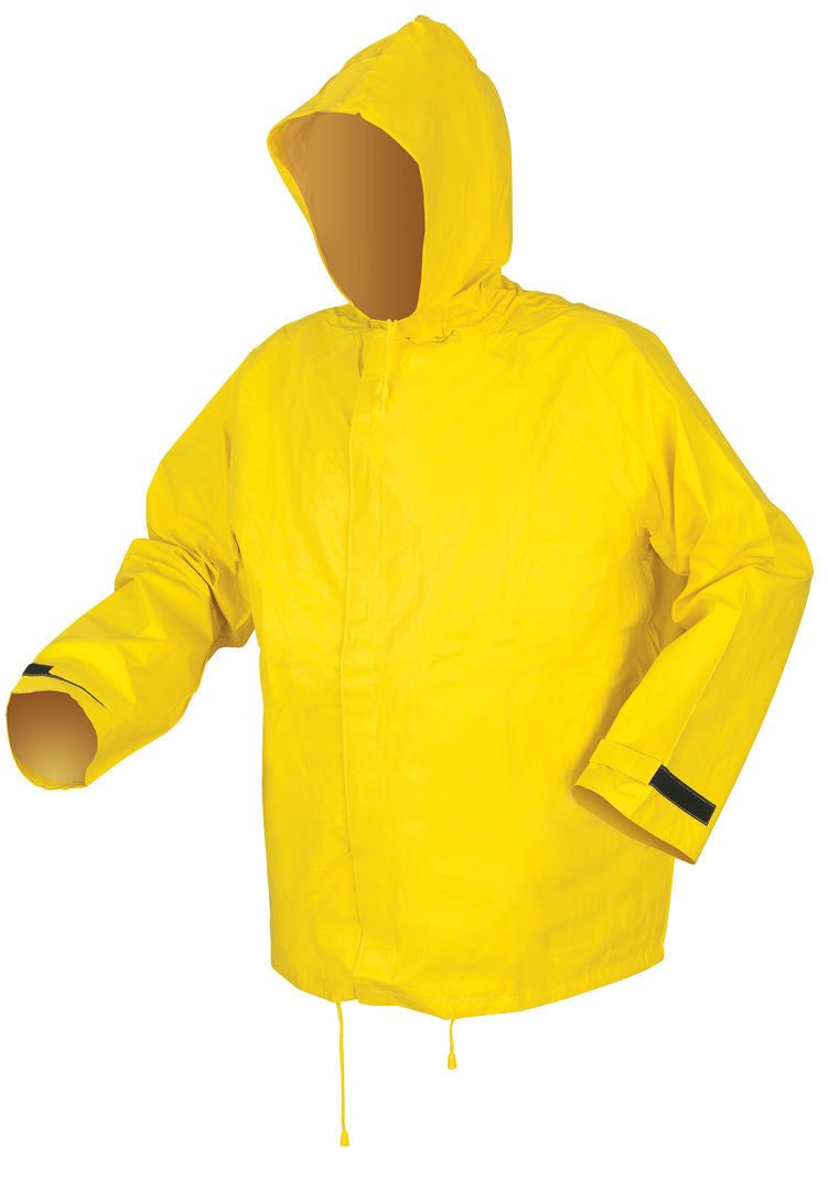 MCR Safety 8402 - Hydroblast Series Rain Gear - .35mm Neoprene / Nylon Rain Wear - 2 Piece Hydroblasting Rain Suit - Rain Jacket with Attached Hood and Bib Pants — manufacturer image 2