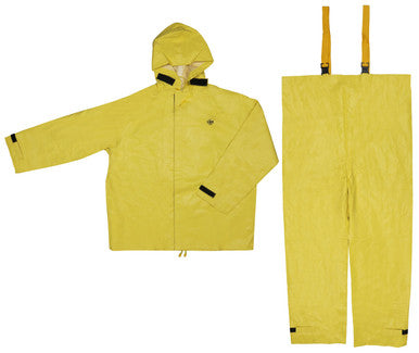 MCR Safety 8402 - Hydroblast Series Rain Gear - .35mm Neoprene / Nylon Rain Wear - 2 Piece Hydroblasting Rain Suit - Rain Jacket with Attached Hood and Bib Pants